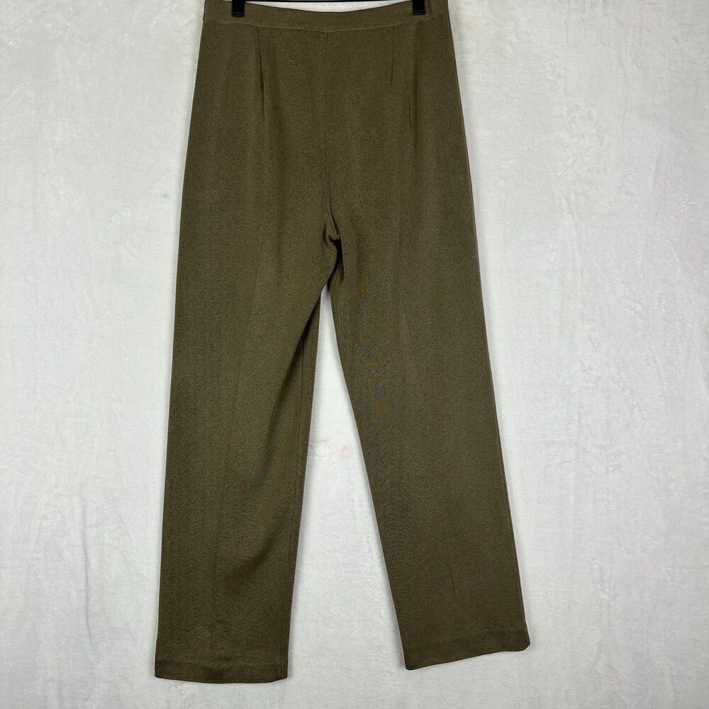 Ming Wang Knit Pull On Straight Leg Pants Size Medium High Rise Tan Brown - Picture 2 of 4